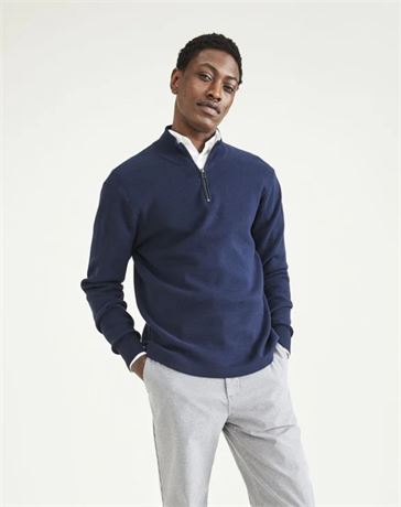 Dockers Men's Regular Fit Quarter Zip Sweater, Navym XL