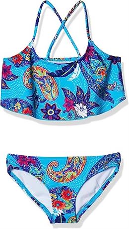 Kanu Surf Girls' Alania Flounce Bikini Beach Sport 2 Piece Swimsuit, Size 14