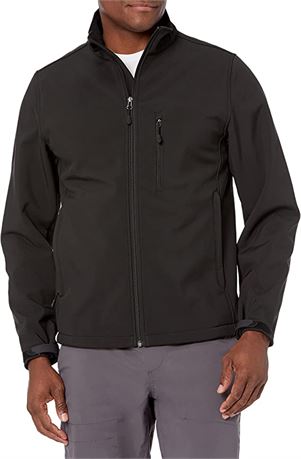 Amazon Essentials Men's Water-Resistant Softshell Jacket, Black, Large