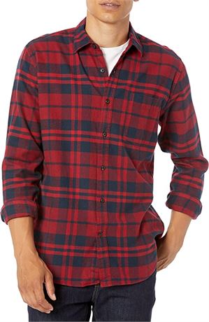 Amazon Essentials Men's Long-Sleeve Flannel Shirt - Red Plaid - XL