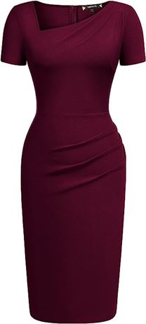 Miusol Women's Vintage V-Neck Ruffle Slim Party Pencil Dress,