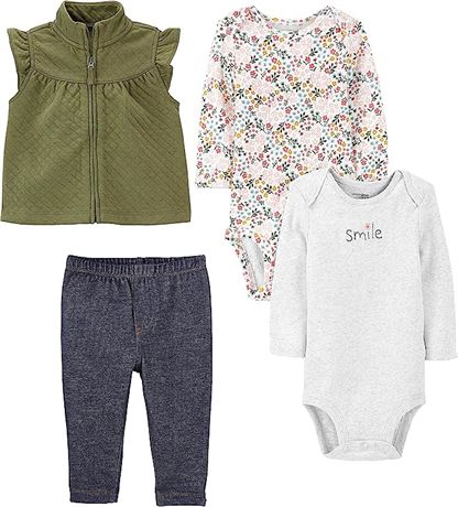 Simple Joys by Carter's Baby Girls' 4-Piece Bodysuit and Vest Set - 4T