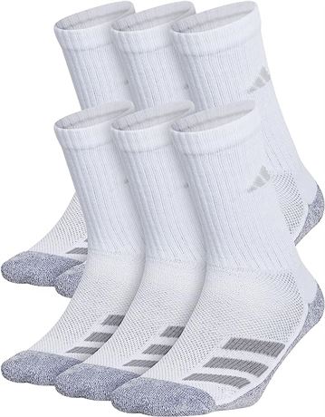 adidas Kids-Boy's/Girl's Cushioned Angle Stripe Crew Socks (6-Pair), Lg