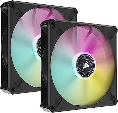 CORSAIR ML140 RGB Elite, 140mm RGB Fan, 2-Pack with Lighting Node CORE