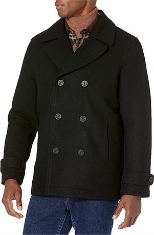 Amazon Essentials Men's Double-Breasted Heavyweight Wool Blend Peacoat S