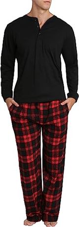 Pajama Set 2 Piece PJ Set with Cotton Flannel, Lg