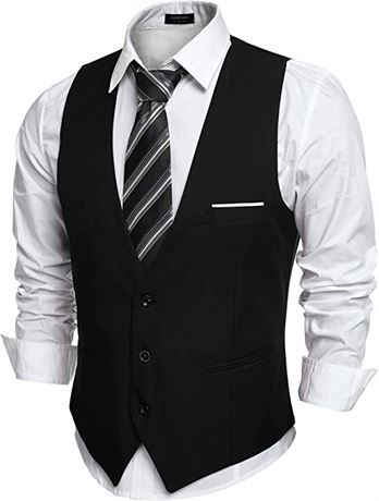 COOFANDY Men's Formal Dress Waistcoat Vest, XXL, Black