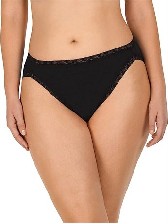 Natori Women's Bliss Cotton French Cut Panty, Black, Large