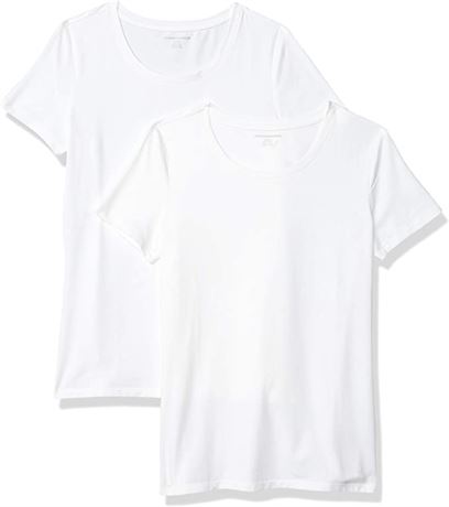 Amazon Essentials Women's Classic-Fit Short-Sleeve Crewneck Shirt - White - Sm