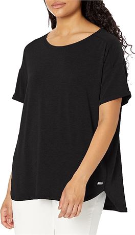 Amazon Essentials Women's Relaxed-Fit Lightweight Crewneck T-Shirt, XL, Black