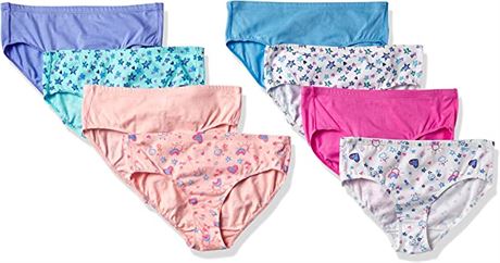 Hanes Ultimate Girls' 100% Cotton Panties, Briefs & Hipsters, 8-Pack, Size 8