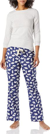 Amazon Essentials Women's Pant & Long-Sleeve Sleep Set - Polar Bear - Large