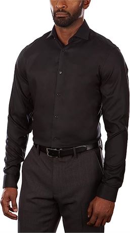 Calvin Klein Men's Dress Shirt, Slim Fit, Black, 17 Neck, 36/37 Sleeve, XL