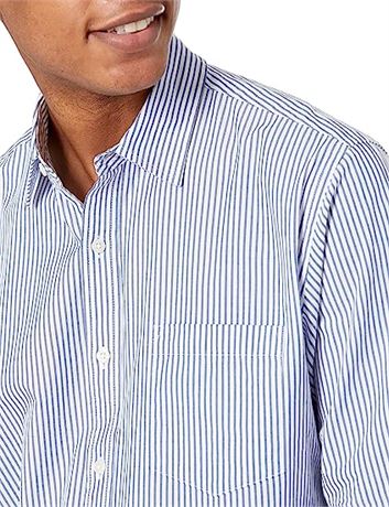 Amazon Essentials Men's Regular-Fit Long-Sleeve Casual Poplin Shirt, Lg