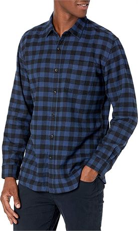 Amazon Essentials Men's Long-Sleeve Flannel Shirt - Blue Plaid - XXL