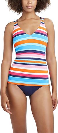 Nautica Women's Crossback Tankini V Neck Swimsuit Top, Large