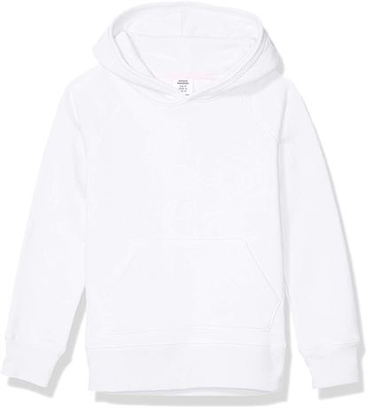 Amazon Essentials Girls and Toddlers' Pullover Hoodie Sweatshirt, Medium, White