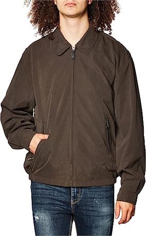 London Fog Men's Auburn Zip-Front Golf Jacket, Dark Brown, Large