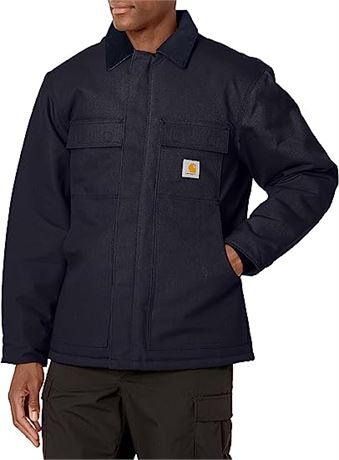 Carhartt Men's Loose Fit Firm Duck Insulated Traditional Coat. Dark Navy, Meduim