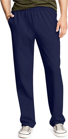 Hanes Essentials Sweatpants, Men's Cotton Jersey Pants, Medium, Navy