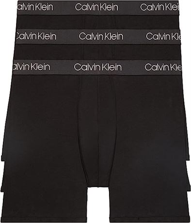 Calvin Klein Men's Luxe Pima Cotton Multipack Boxer Brief, 3-Pack, All Black