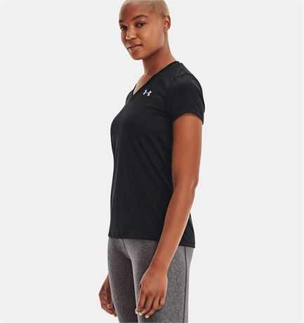 Women's Under Armour Tech Tee V-Neck - Black - XL