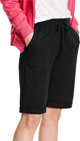 Hanes Women's French Terry Bermuda Short, Small, Black