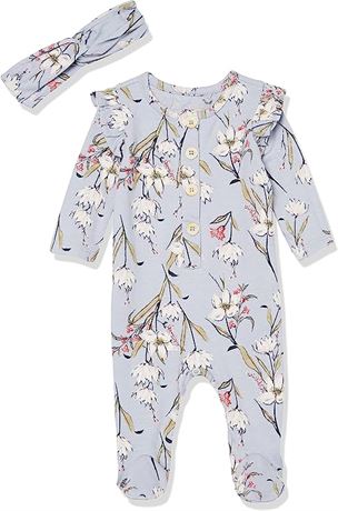 Jessica Simpson baby-girls Footie Onesie - Purple Floral - 6-9M