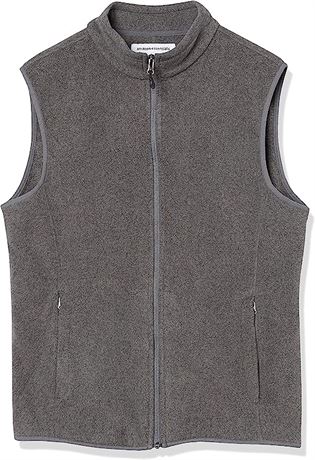 Amazon Essentials Men's Full-Zip Polar Fleece Vest, Large, Charcoal Heather