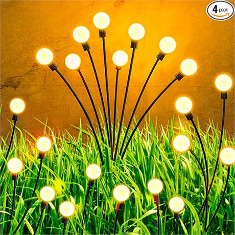 Anubarak 8LED Solar-Powered Firefly Lights, 4-Pack, Warm White