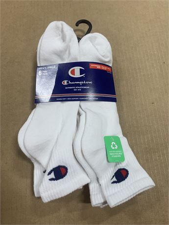 Champion Men's Double Dry Moisture Wicking Ankle Socks; 6 Pk, 6-12