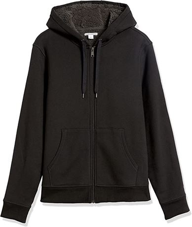 Amazon Essentials Men's Full-Zip Hooded Fleece Sweatshirt, XL, Black