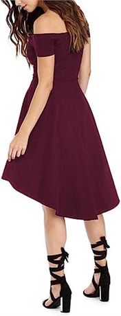 Sarin Mathews Womens Off The Shoulder Short Sleeve Cocktail Skater Dress, X-Sm