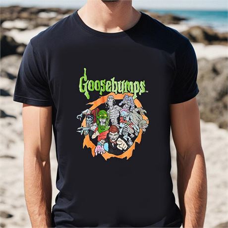 Mad Engine Goosebumps Logo And Characters Glow-in-the-dark Kids T-shirt, Large