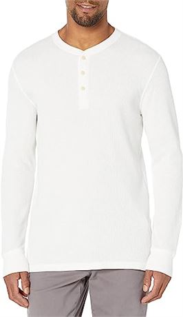 Amazon Essentials Men's Regular-Fit Long-Sleeve Waffle Henley Shirt, Lg