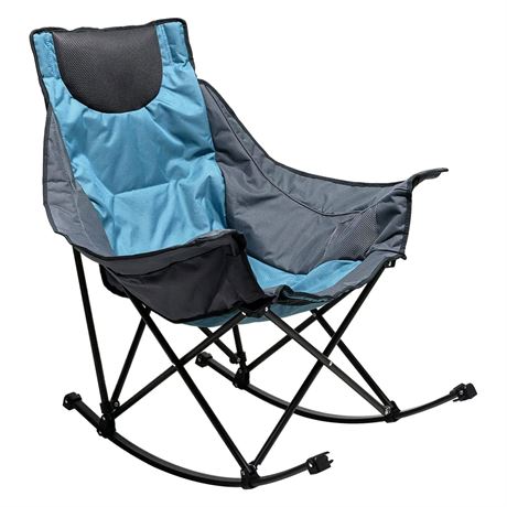 SUNNYFEEL Oversized Rocking Camping Chair, Folding Padded Rocker Chairs Blue