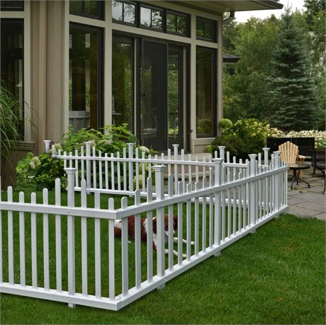 Zippity Outdoor Madison Vinyl Picket Fence, White, 30" x 56.5" (1 Box, 2 Panels)