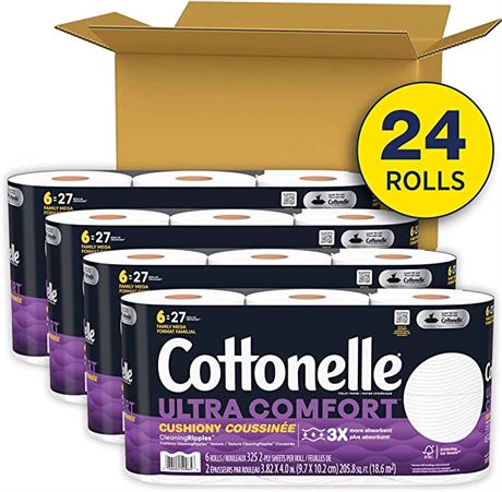 Cottonelle Ultra Comfort with Cushiony CleaningRipples, 4-Packs of 6