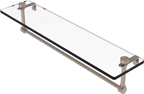 Allied Brass NS-1/22TB 22 Inch Vanity Integrated Towel Bar Glass Shelf, Pewter