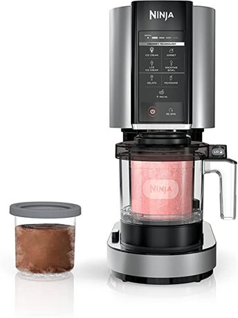 Ninja NC301 Ice Cream Maker with (2) Pint Containers & Lids, Silver