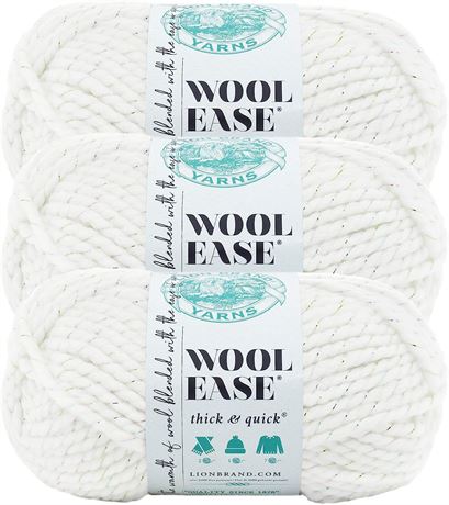 Lion Brand Yarn Wool-Ease Thick and Quick Yarn, 97 Meters, Celebration, 3Pk