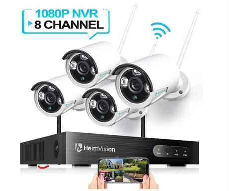 HeimVision HM241 Security Camera System, Wireless Wifi 8CH 1080P NVR System,4pcs