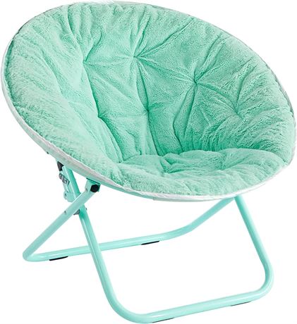 Urban Shop Faux Fur with Holographic Trim Foldable Saucer Chair