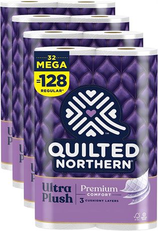 Quilted Northern Ultra Plush Toilet Paper, 32 Mega Rolls = 128 Regular Rolls