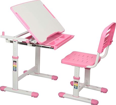 Diroan Kids Functional Desk and Chair Set - Pink