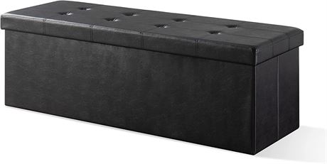 Otto & Ben Folding Chest with Memory Foam Seat - Tufted Faux Leather - Black