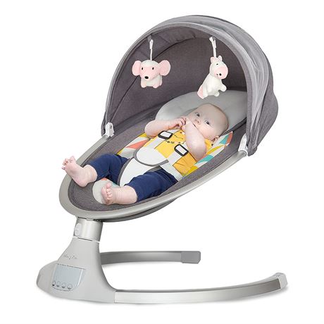 Dream On Me Baby Swing for Infants - Grey & Pink