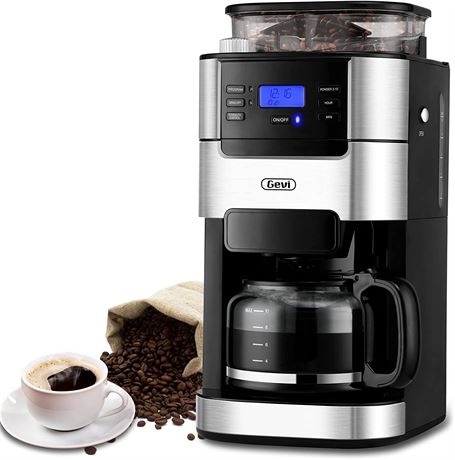 10-Cup Drip Coffee Maker, Grind and Brew Automatic Coffee Machine