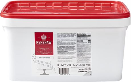 Renshaw Ready To Roll Fondant Icing, White - 22 lb (EXP: 07/2023)