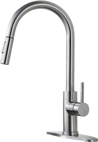 VAKITAP Kitchen Sink Faucet with Pull-Down Sprayer, Brushed Nickel